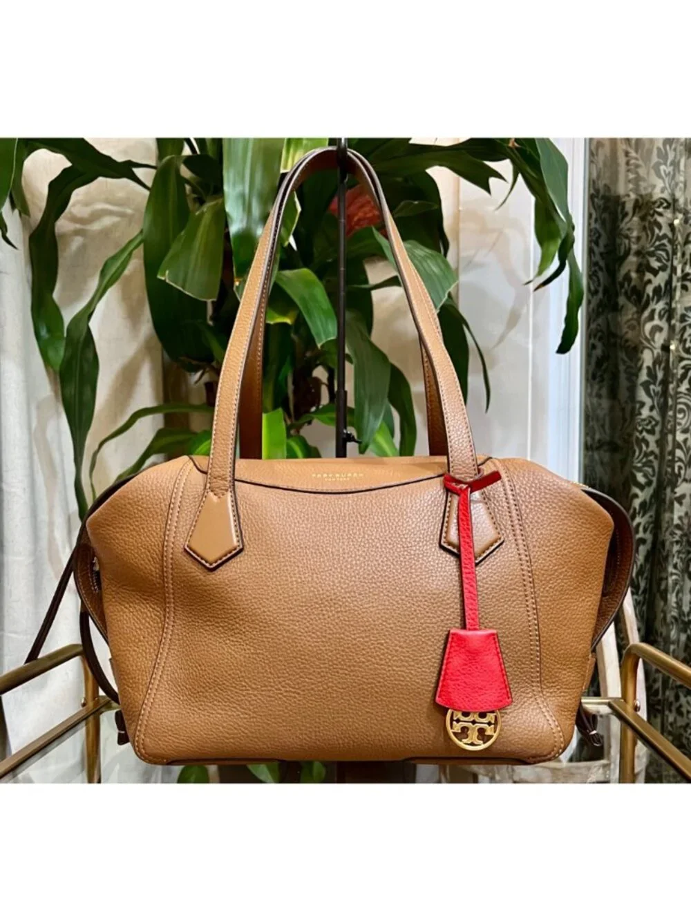 AUTHENTIC TORY BURCH TAN PERRY SATCHEL HANDBAG
